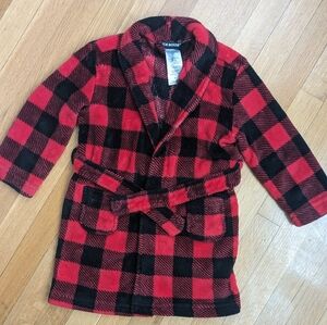 Joe Boxer Red/Black Checkered Plush Toddler Robe. Size 3T